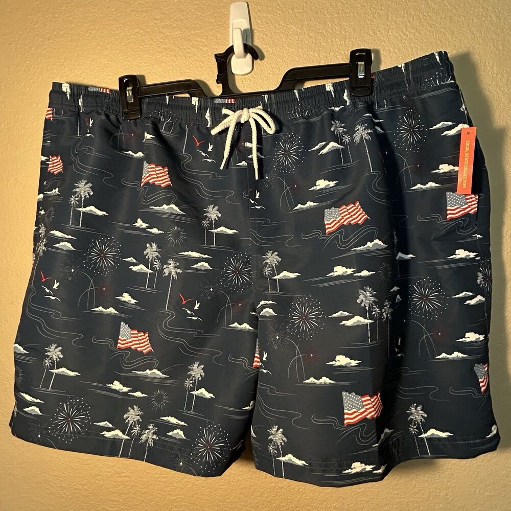 Magellan Fish Gear Men’s Boat Shorts 3XL Water Repellant Patriotic Americana NWT